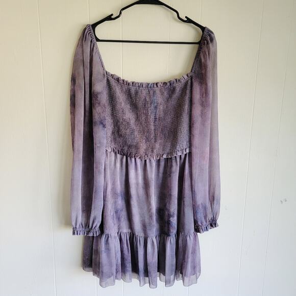 Aritzia Wilfred Tempest Slate Purple Smocked Mini Dress - Picture 2 of 4